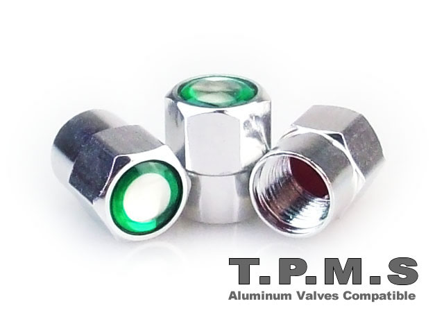 Green TPMS Aluminum Valve Stem Caps [bag of 150]
